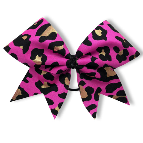 Wild Cat in Pink - Pink Leopard Cheer Bow